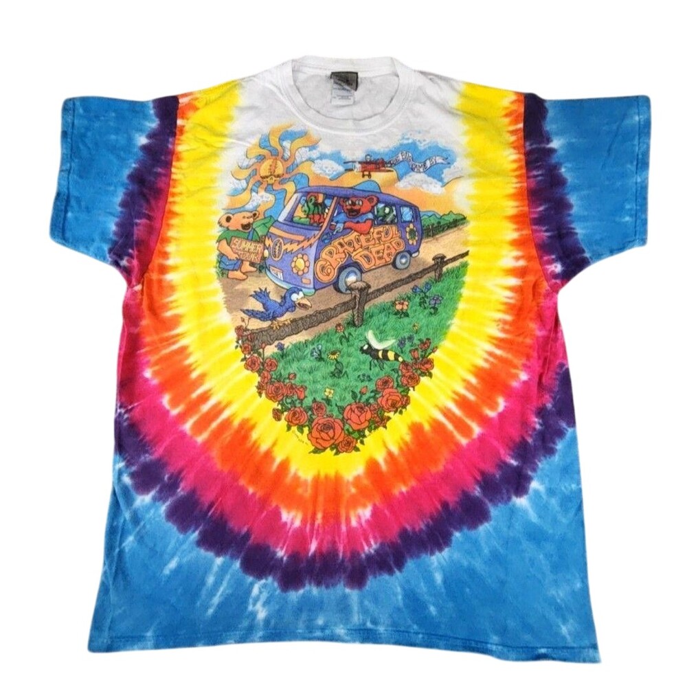 Vintage Grateful Dead Shirt Mens 2XL Tie Dye Liquid Blue Summer Tour Tee 1994